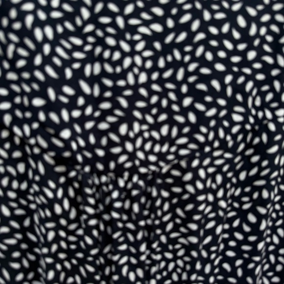 Navy Blue Womens Polka Dot Dress maxi button front XL stretch smocked waist - Picture 8 of 11